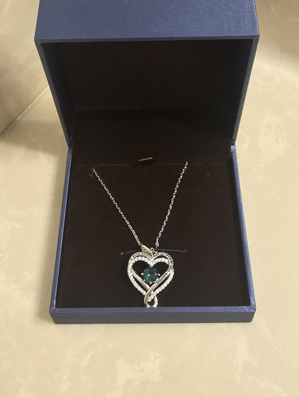 925 Silver CZ and Emerald Heart Necklace